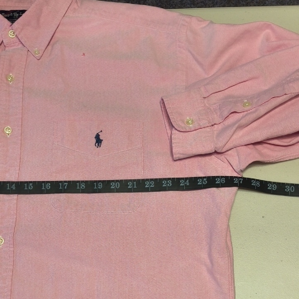 Ralph Lauren Pink Button-Down Oxford Shirt with Navy Pony *Defect* - Picture 4 of 7